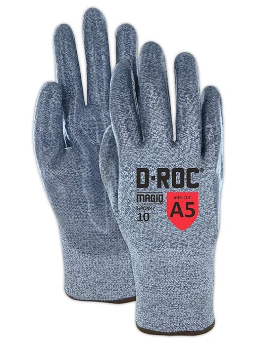 MAGID D-ROC ANSI A5 Heat-Resistant Silicone Coated Work Gloves, 72 Pairs, Size 5/XXS (GPD487)