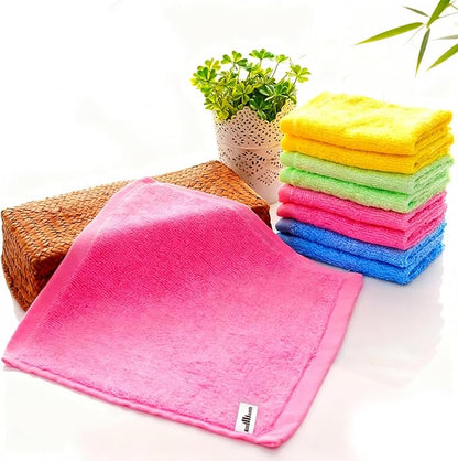 Bamboo Microfiber Cleaning Cloth-8Pcs Kitchen Wash Cloths,Wood Fiber Window Glass Rags,Micro Fiber Cloth for Cleaning Suitable for Dishes,Car Towel Rag Made From Baby Washcloths Material (pink)