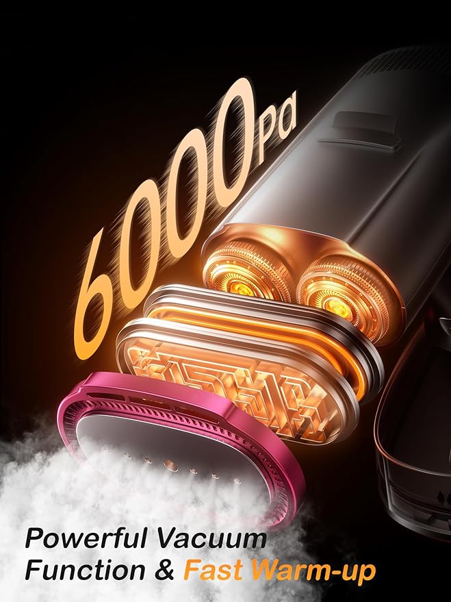 DRFLASH Vacuum Steamer for Clothes, 6000Pa 2 in 1 Portable Suction Handheld Steamer Iron,3 Modes & LED Display Garment Steamers for Travel and Home,110-120V