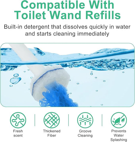 50pcs Disposable Toilet Wand Refills for Clorox,Replacement Brush Heads Compatible with Most Toilet Wand Refill System,Upgrade Fiber Cleaner Heads for Closestool Cleaning（not Included Brush Rod）