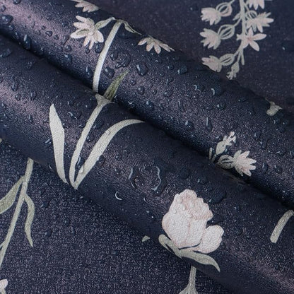 Wudnaye Dark Blue Peel and Stick Wallpaper Dark Floral Contact Paper 16.9in×118.1in Self Adhesive Flower and Leaf Contact Paper Blue Wallpaper White Vintage Removable Waterproof for Bathroom Room Wall