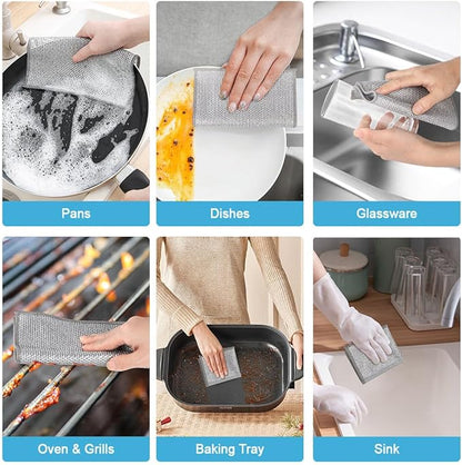 AIDEA Non Scratch Wire Dishcloth 24PK, Wire Dishwashing Rag for Wet and Dry, Dish Cloths for Washing Dishes, Cleaning Pads Steel Scrubber for Cookware, Sinks, Dishes, Stove Tops, 7"×8"