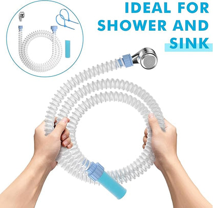 Slip-On Tub Hose 5FT - Flexible Bathtub Faucet Sprayer Attachment for Cleaning & Pet Care -Dog Shower Hose- No Installation - Fits Faucets Up to 3" Wide - Portable