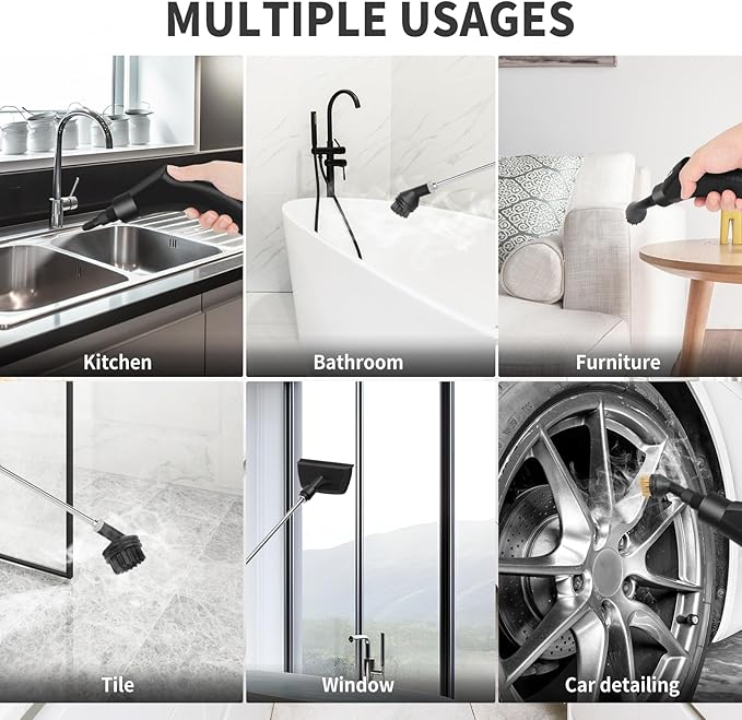 6 Level Adjustable Handheld Steam Cleaner for Home,15s Heat-Up Pressurized Steamer for Cleaning,1.29 Quarts Tank Portable Steam Cleaner Handheld for Car