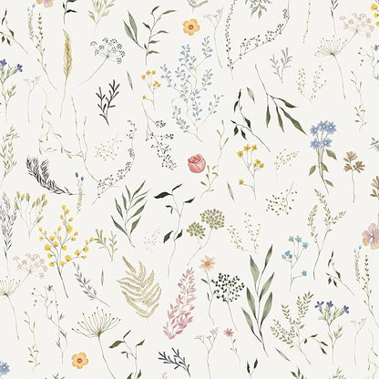 Dimoon 236"x16.1" Floral Peel and Stick Wallpaper Beige Contact Paper Thicken Wallpaper Delicate Flower Waterproof Green Leaf White Self Adhesive Removable Wall Paper Shelf Liner Decal Vinyl Roll
