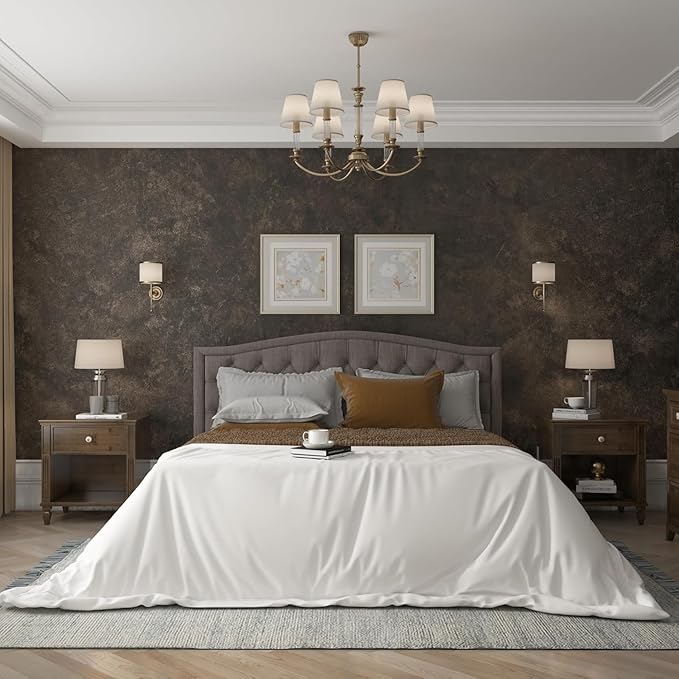 3yecao 16"×1181" Big Roll Large Size Thick Dark Brown Tan Grey Concrete Wallpaper Peel and Stick Vinyl Wrap Glossy Waterproof Taupe Charcoal Gray Concrete Cement Contact Paper for Bedroom Office Walls