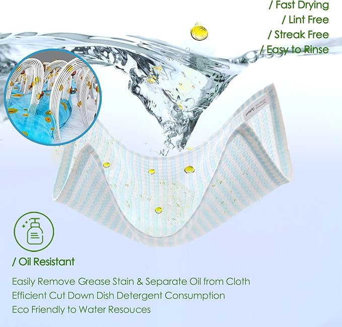 Kitchen Washcloths 8 Pack, 10x14 inch Small Dish Cloth for Washing Dishes, Lint Free Fast Dry Reusable Cleaning Cloth, Ultra Soft & Scratch Free Waffle Dish Rag, Easy to Rinse Multicolor Dishcloths