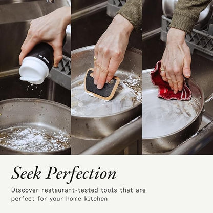 Made In Cookware | 3-Piece Stainless Steel Cleaning Set | Includes Pan Scraper, Scrub Cloth & Stainless Steel Cleaner | Complete Cleaning System | Crafted in USA