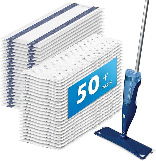50 Pack Disposable Microfiber Cleaning Mop Pads for Bona Mop Series, Heavy Duty Disposable Sweeping Pad Replacement Refill