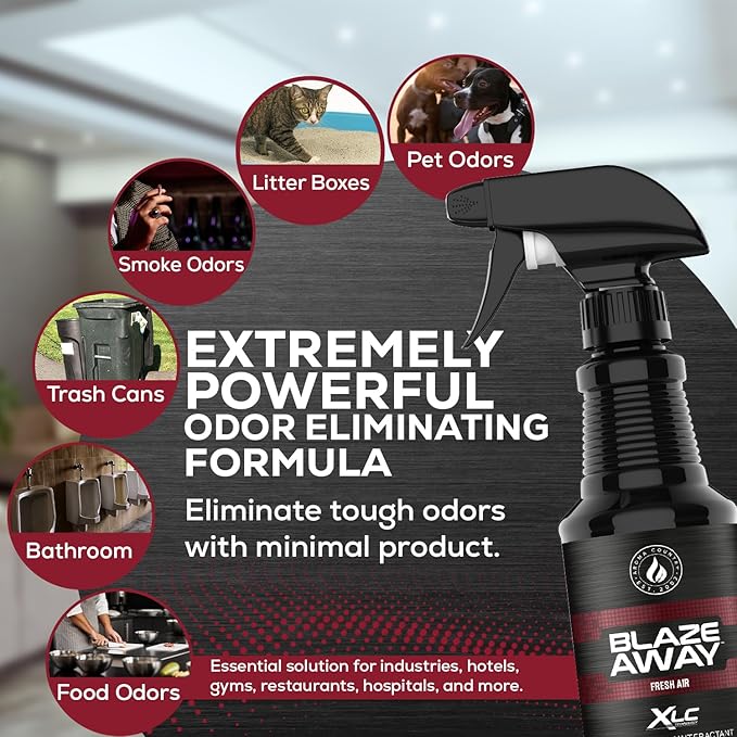 Blaze Away Commercial Air Freshener & Odor Eliminator for Strong Odor - Industrial-Grade Room Spray & Room Deodorizer for Home, Car, Smoke & Pet Odors - Long-Lasting Odor Absorber, Room Fresheners