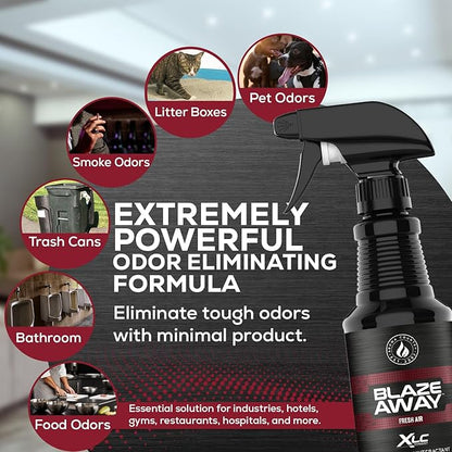Blaze Away Commercial Air Freshener & Odor Eliminator for Strong Odor - Industrial-Grade Room Spray & Room Deodorizer for Home, Car, Smoke & Pet Odors - Long-Lasting Odor Absorber, Room Fresheners