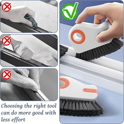 2 in 1 Groove Cleaning Brush Window Track Cleaning Tools, Multifunction Grout Cleaner Tool Grip Brush Hard Bristle Crevice Cleaning Brush for Sliding Door Track, Window Sill, Window Seal