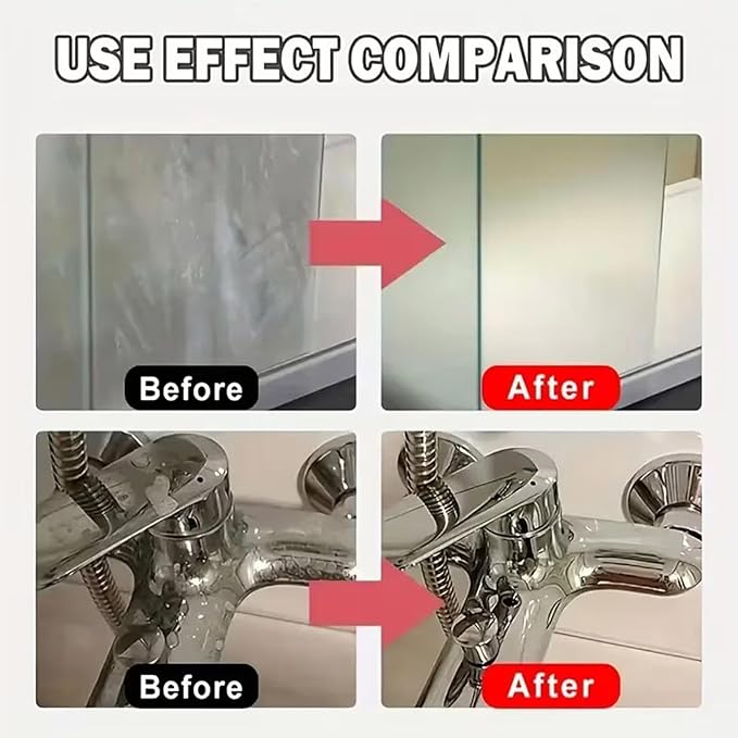 Shower Glass Cleaner - 120ml Bathroom Spray, Deep Cleaning Stain Remover for Window Mirror Faucet, Polishing Compound for Ceramic Stainless Steel Patio, Household Shine