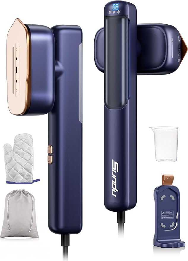 Smart Travel Steamer for Clothes, 100V-240V Portable Iron, 15s Fast Heat Up, 2 in 1 Steamer & Iron, LED Display, 100ml Large Water Tank, Compact Travel Size Ideal for Worldwide & European Use