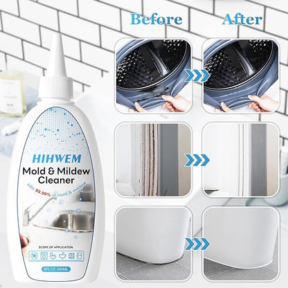 Mold Mildew Remover Gel Washing Machine Cleaner Grout Cleaner Household Stain Remover Gel for Home Sink Kitchen Showers 8 fl.oz