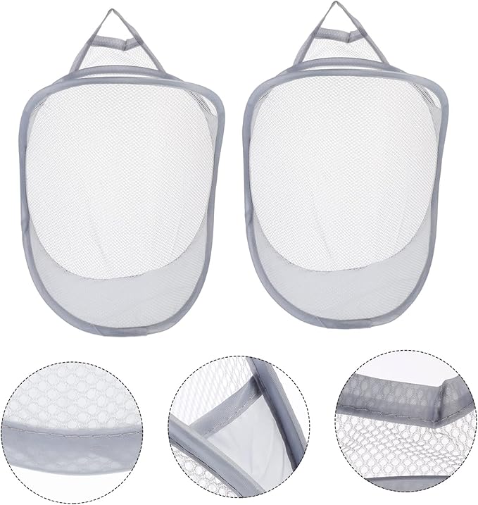 KOMBIUDA 2pcs Wall-mounted Storage Organizer Baskets for Clothes Lightweight and Breathable Hanging Laundry Hamper Collapsible Design for Space Saving Bedroom and Bathroom