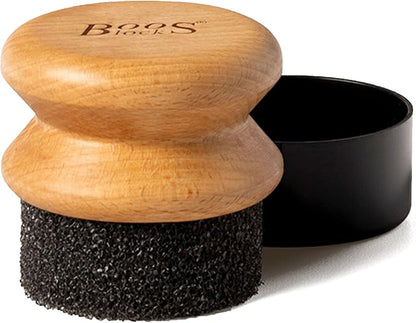 John Boos Oil & Cream Round Applicator for Wood Cutting Boards, Butcher Blocks & Utensils, Beechwood - Solid Hardwood Handle, Silver Ion-Treated Sponge, Storage Cap, Easy and Even Application
