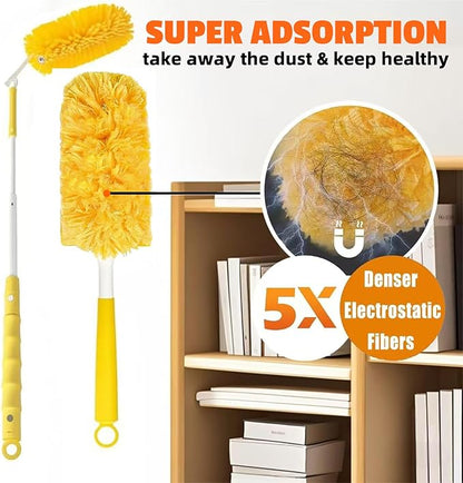 20-Pack Duster Refills Compatible for Swiffer Duster, 360° Heavy Duty Duster Refills with 1 Extended Handle 3FT +1 Short Handle, Multi-Surface Cleaning Kit for Blinds Bookshelf Furniture Ceiling Fans