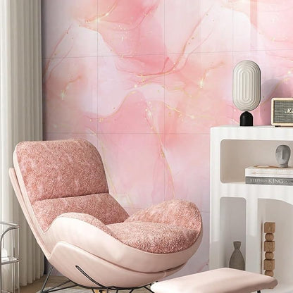 Chejiaye 10pcs Marble Peel and Stick Backsplash Waterproof Washroom Wall Panels, Peel and Stick Tile, PVC Foam Wall Panels for Kitchen,Bathroom,Living Room,Pink Wallpaper(Not Real Tile,11.8" x 11.8")