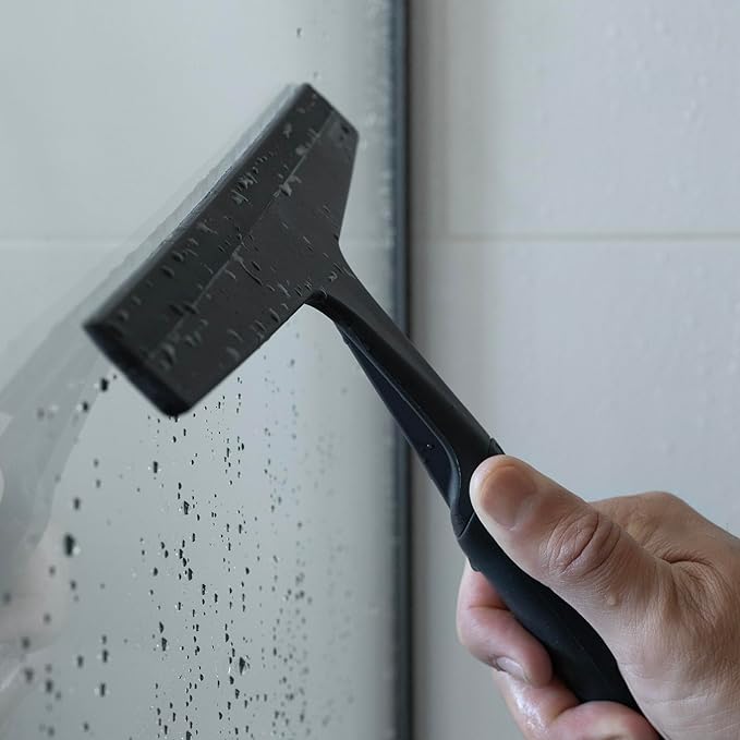 TOOLETRIES The Squeegee & Hook - All Purpose Shower Squeegee for Glass Doors, Silicone Grip, Bathroom Cleaner Tool Household Window Mirror Squeegee, Bathroom Accessories & Cleaning Supplies - 10 Inch