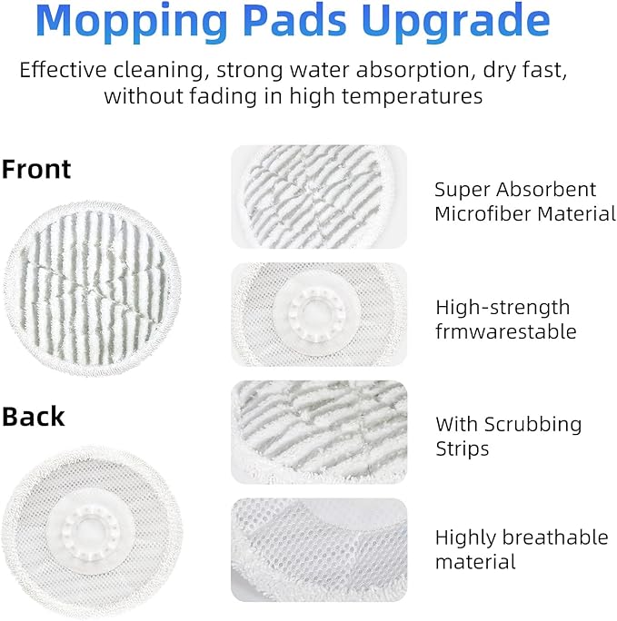 VIEWALL Replacement Steam Mop Pads for Shark S8201 S8000 S8001 S8200 S820 S7001 S7201 S7000 S7005 S7020 S7001 S7020 7001 S7201 7003 Steam Scrub Steam Mop, Dirt Grip Soft Scrub Pads 8 Pack