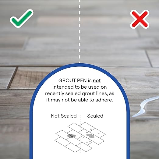 Grout Pen Dark Grey Tile Paint Marker: Waterproof Grout Paint, Tile Grout Colorant and Sealer Pen - Narrow 5mm, 2 Pack with Extra Tips (7mL) - Dark Grey