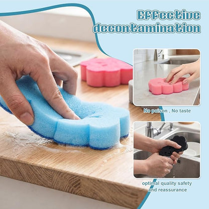 12 Pcs Kitchen Sponges for Dishes Double Sided Cleaning Dish Scrub Sponge Bulk Reusable Non Scratch Scrubbers for House Cleaning Dishwashing(Cloud,Blue, Pink, Grey, Black)
