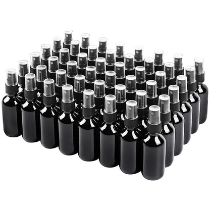 NOOEEISS Black Glass Small Spray Bottle 2 oz 48 Packs,Fine Mist Sprayer Small Clear Bottles,Refillable Containers mini spray bottles for Cleaning Solutions and Skin Care (Black 48pcs)