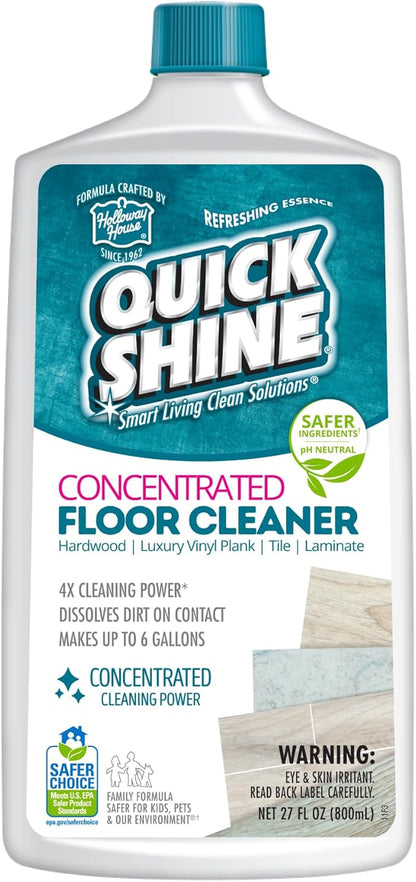 Quick Shine Multi Surface Concentrated Floor Cleaner 27oz Use on Hardwood, Laminate, Luxury Vinyl Plank LVT, Tile & Stone Dirt Dissolving & Powerful Cleaning Makes 27 Gallons