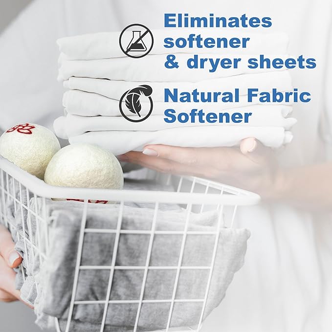 Organic Scented Wool Dryer Balls for Laundry Reusable | XL Scented 3-Pack with Lavender Oil – Natural Fabric Softener for Laundry – Chemical-Free, Hypoallergenic, Energy Saving