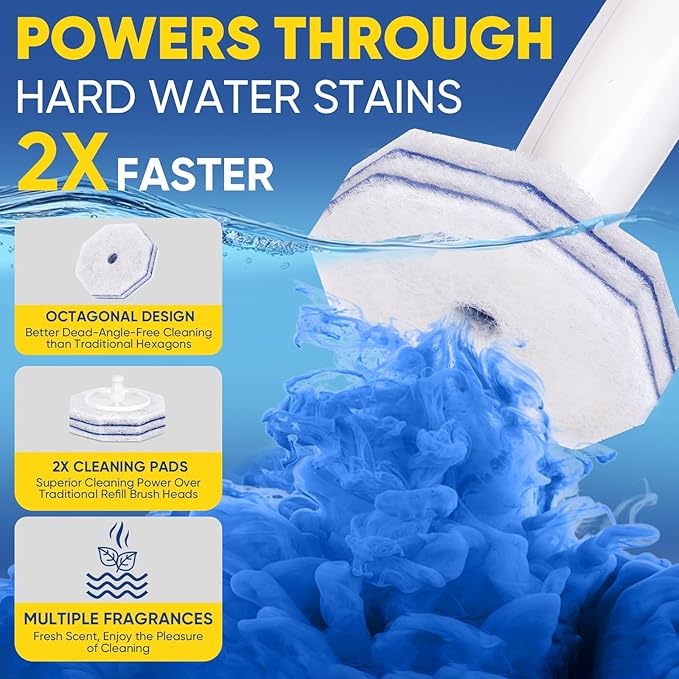 200Ct Aromative Toilet Brush Refills, Toilet Bowl Cleaner Refills, Double-Layer Cleaning Pads Added, Disposable Refill Heads for Toilet Bowl Cleaner Wands，Bulk （Patented）
