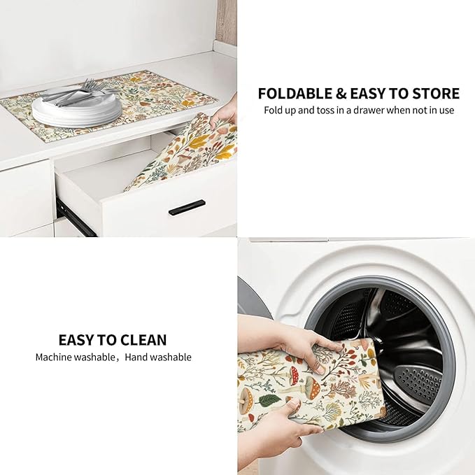 Mushroom Dish Drying Mat For Kitchen Microfiber Drying Mats Absorbent Reversible Dish Pad Draining Mats For Countertop Coffee Mats 18x24 Inch