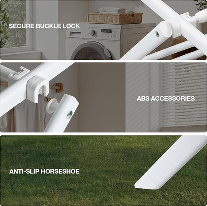 Foldable Clothes Drying Rack, Extendable Laundry Drying Rack, Clothes Airer, Steel Frame, 24-39.2”W x 23.6”D x 40.55 H, Easy Assembly, Indoor Outdoor Use, White