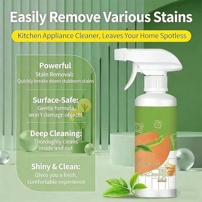 Electrolyzed Ion Kitchen Cleaner Spray, Multi-purpose Cleanse Kitchen Appliance Cleaner, 300ml Kitchen Grime Remover for Hold, Oven, Stove, Range Hood, Easy Cleaning Household Items (1PC, 300ML)