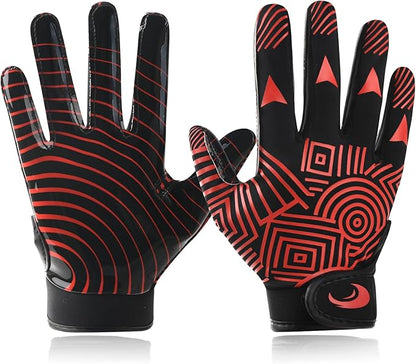 Youth Football Gloves Kids Silicone Grip Receiver Gloves with Super Stick Ability for Best Game Experience