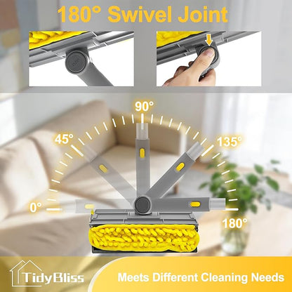77” Ceiling Fan Blades Cleaner Duster with Extension Pole, Extendable Flexible Dust Cleaning Brush, Reusable Chenille Mop for Baseboard Wall Floor Blinds Cobweb