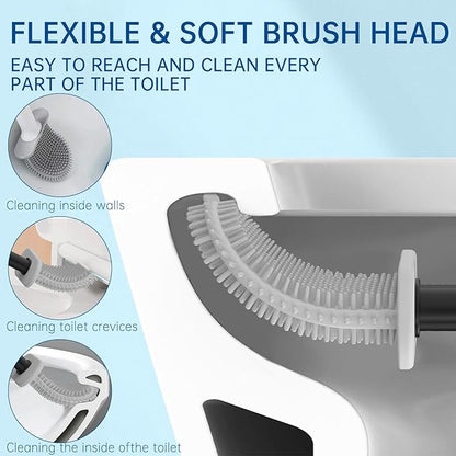 RV Essentials, RV Toilet Brush, Toilet Brush Silicone Won't Damage Toilets, Wall Mounted Toilet Brush Black-Anti-Roll, Anti-Drip Design, Suitable for RV Travel Trailers and Campers