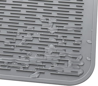 MicoYang Silicone Dish Drying Mat for Multiple Usage,Easy clean,Eco-friendly,Heat-resistant Silicone Mat for Kitchen Counter or Sink,Refrigerator or Drawer Liner Grey 3XL 28 inches x 18 inches