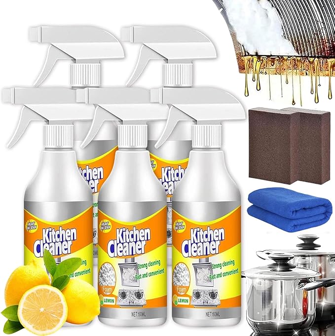 Kitchen Foam Cleaner, Kitchen Cleaner Foam Spray, Sciasi Kitchen Cleaner, Foam Kitchen Cleaner, All-Purpose Kitchen Pots And Pan Cleaner, Cleaning Supplys (5PCS)