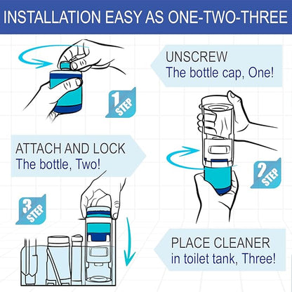 eHouse Automatic Toilet Cleaner with Refill — Flush-Activated Toilet Bowl Cleaner, Household Cleaning Solution - Toilet Cleaners for Hard Water, Removes Rust & Limescale, Fresh Lemon Scent.