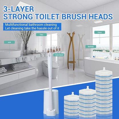 50PC Toilet Bowl Wand Refills, Disposable Toilet Brush Heads, Wall Mounted Scrubber Refill, Cleaner Refill Pads with Most Brushes for and Bathroom Cleaning
