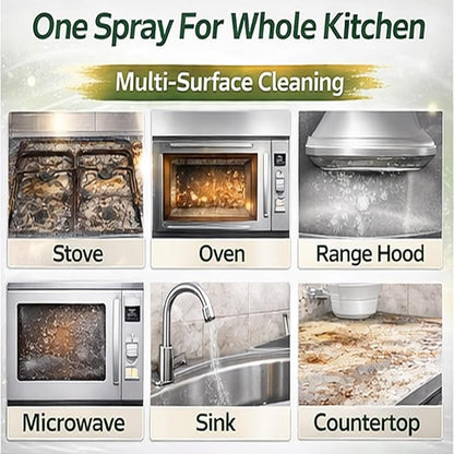 Multifunctional Kitchen Appliance Cleaner Spray Degreaser Stainless Steel Polish Grease Remover Oven Stove Hood Microwave Sink Countertop Cleaning Solution Protective Coating Shine Restore 120ml(2PCS)