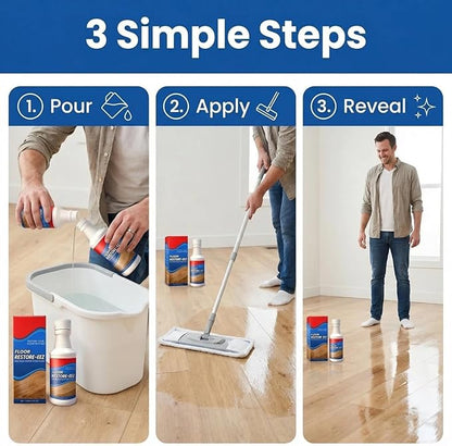 floor restore eez for wood floors & floor restore, High Solid Floor Shine Restoring Cleaner, Protective Coating Helps Conceal Small Scratches, Quick-Dry Floor Polish for Hardwood