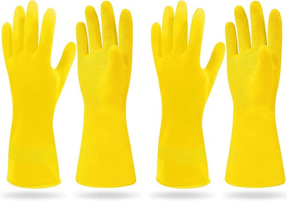 SteadMax 1 Pair Cleaning Gloves, Reusable Natural Rubber Dish Gloves, Latex Non-Slip Gloves for Kitchen, Household