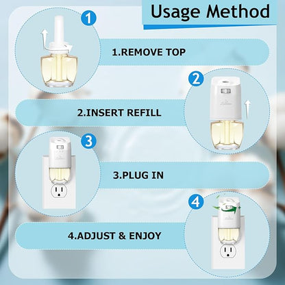 Plug In Air Freshener Refills for Home, Hawaiian, Jasmine & Cotton Scents for Bathrooms & Kitchen, 6 Count Plug Refill for Bedrooms, Office, Compatible with Air Wick & Glade, Not Include Glade Plus