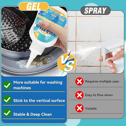 Mold Stain Cleaner Gel, Washing Machine Cleaner for Front Loader Seal, Household Remover Gel for Bathroom Grout, Sink, Shower, Caulk, Front Load Washer Cleaning Solution-8 fl oz
