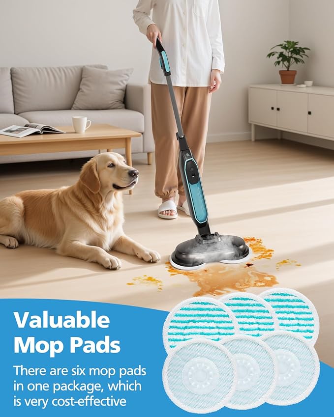 iSingo 6 Pack Mop Pads Replacement Compatible with Pursteam ScrubMaster Steam Mop Cleaner, Washable & Resuable Microfiber Mop Head Refills