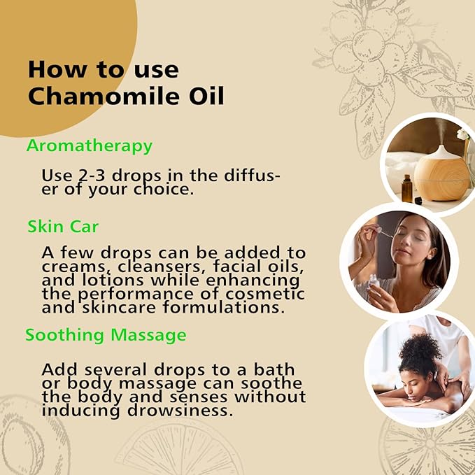 GM Gumili Chamomile Essential Oil 1 Oz - Pure Chamomile Oil for Skin, Relaxation & Aromatherapy, Diffuser, Massage & DIY