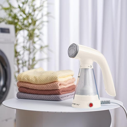 True & Tidy, Hand Held Garment Steamer with Stainless Steel Nozzle, Includes Fabric Brush and Water Cup, TS-20A (White)