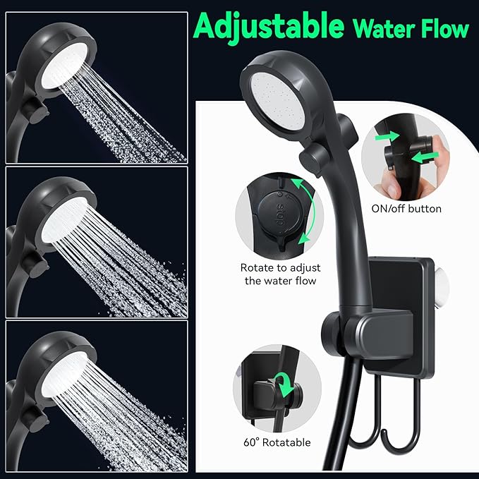 Clirass Portable Shower for Camping, 6000mAh Rechargeable Camping Shower Pump with Power & Temperature Display, Shower Head and Bidet Sprayer,Outdoor Shower Pump for Hiking, Travel, Pet